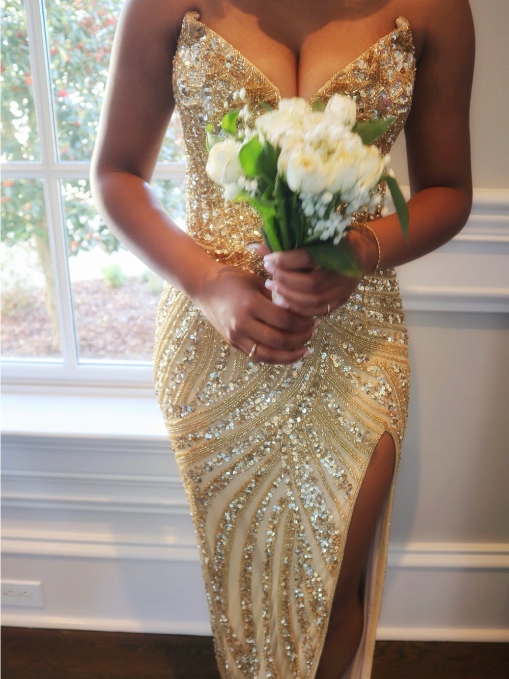 Ashley Lauren 11236 Gold Prom Dress